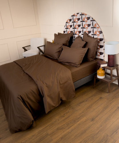Taies d'oreiller en percale de coton BIO - Coloris brun chocolat - Le Drap Français  