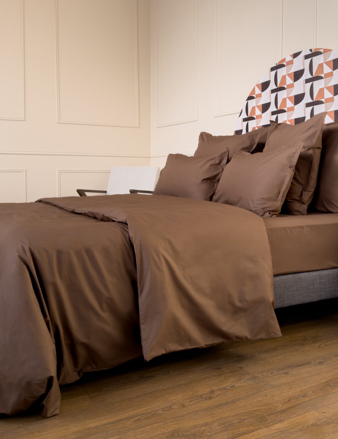 Drap-housse en percale de coton BIO - Coloris brun chocolat - le drap français 