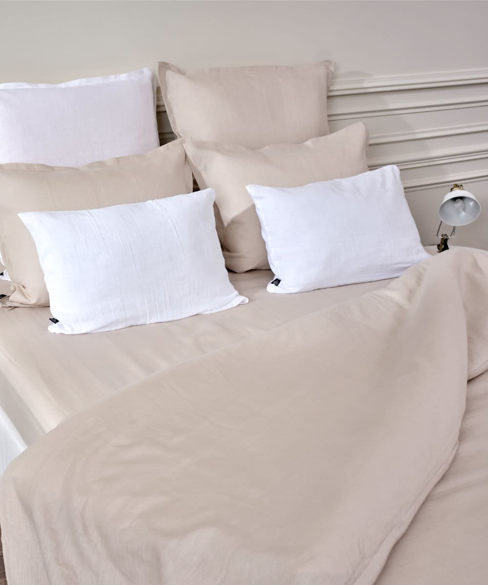 Housse de couette en lin lavé français - Coloris beige - Le Drap Francais 