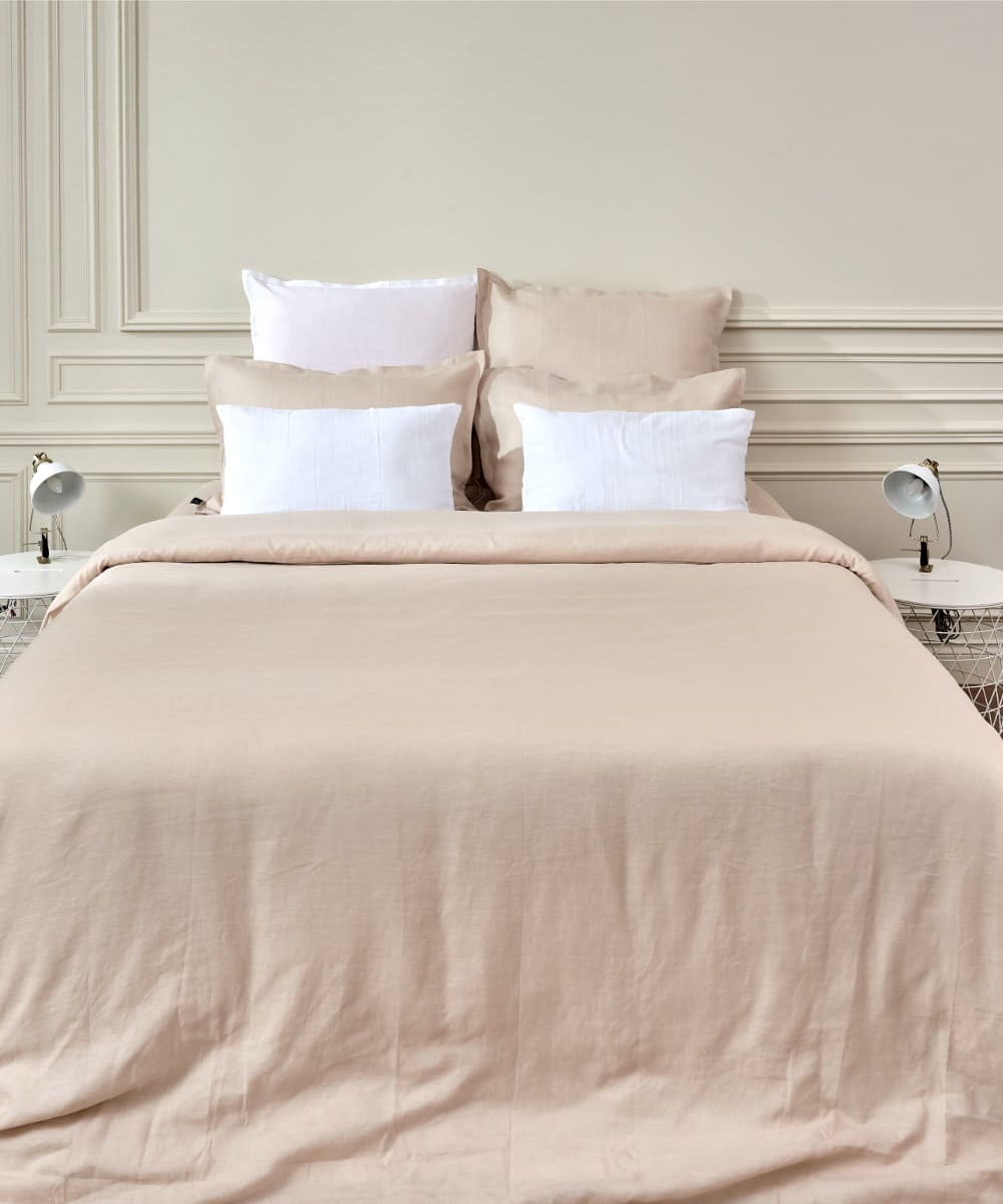 Charger l&amp;#39;image dans la galerie, Taies d&amp;#39;oreiller en lin lavé français - Coloris beige - le drap français 
