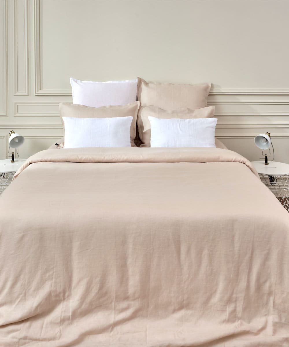 Housse de couette en lin lavé français - Coloris beige - Le Drap Francais 