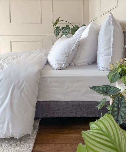 Drap plat en percale de coton bio - Coloris gris clair - le drap français