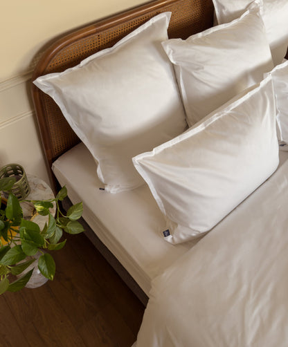 Drap-housse en satin de coton bio blanc, 90 fils/cm², fabriqué en France 