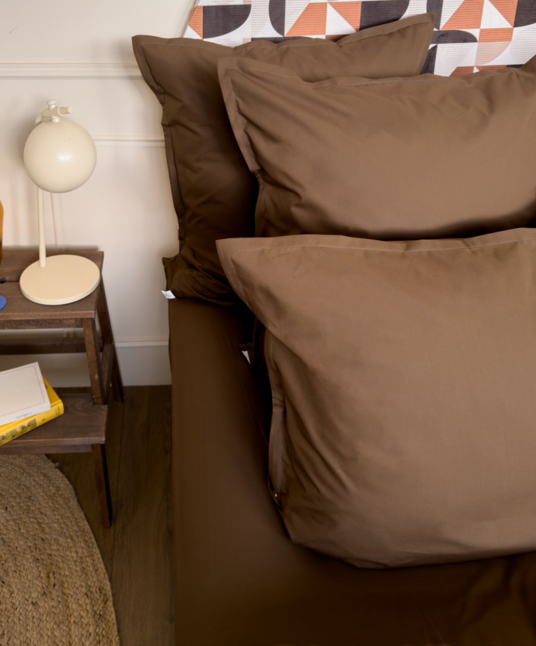 Taies d'oreiller en percale de coton BIO - Coloris brun chocolat - Le Drap Français  