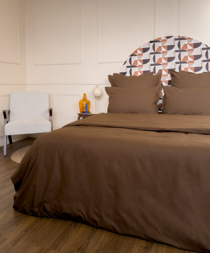 Drap-housse en percale de coton BIO - Coloris brun chocolat - le drap français 