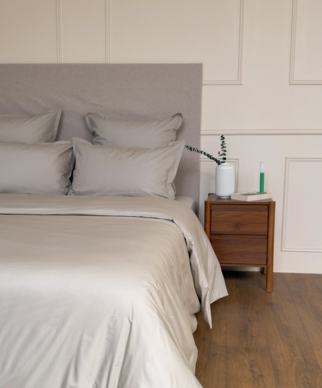Housse de couette en percale de coton biologique coloris Galet 