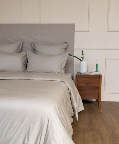 Housse de couette en percale de coton biologique coloris Galet 