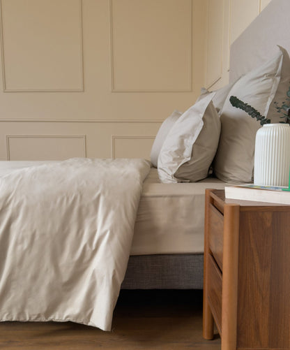 Drap plat en percale de coton biologique coloris Galet 