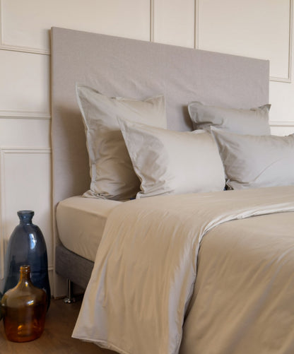 Drap-housse en percale de coton biologique coloris Galet 
