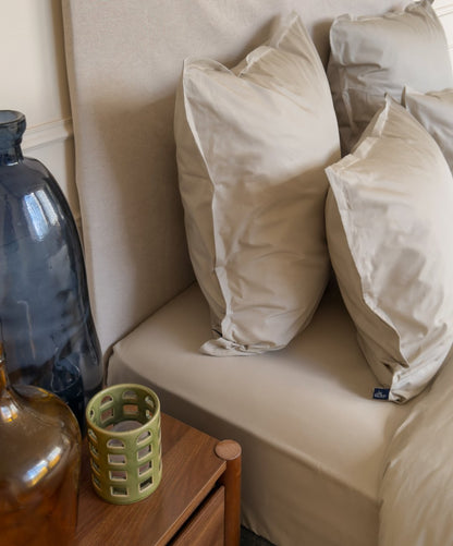 Housse de couette en percale de coton biologique coloris Galet 