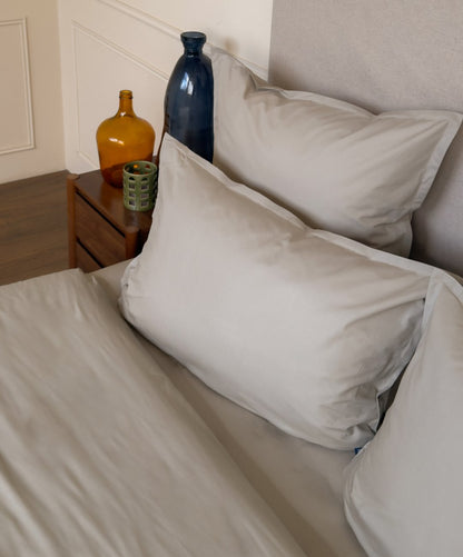 Drap plat en percale de coton biologique coloris Galet 