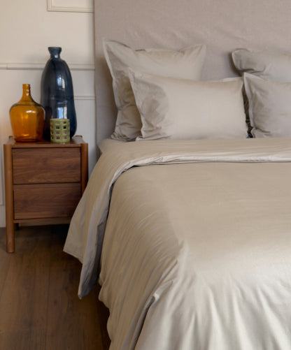Housse de couette en percale de coton biologique coloris Galet 