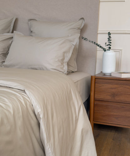 Housse de couette en percale de coton biologique coloris Galet 